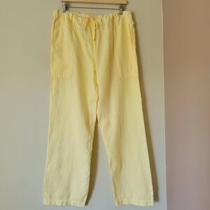 Vintage Chico's Butter Yellow Women's Linen Drawstring Pants Size 2 / Large